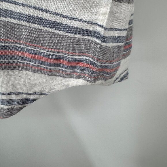 Rails Shirt Mens Large Gray Red Blue Stripes Button Up Camp Casual Linen Rayon - Picture 7 of 13